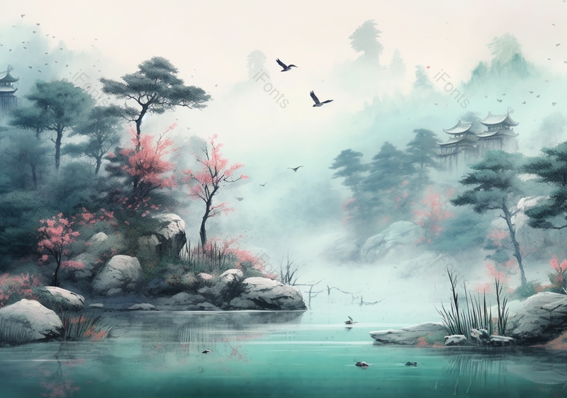 彩色青山绿水插画,插画/手绘图,插画/手绘图库,插画/手绘图下载,插画/手绘
